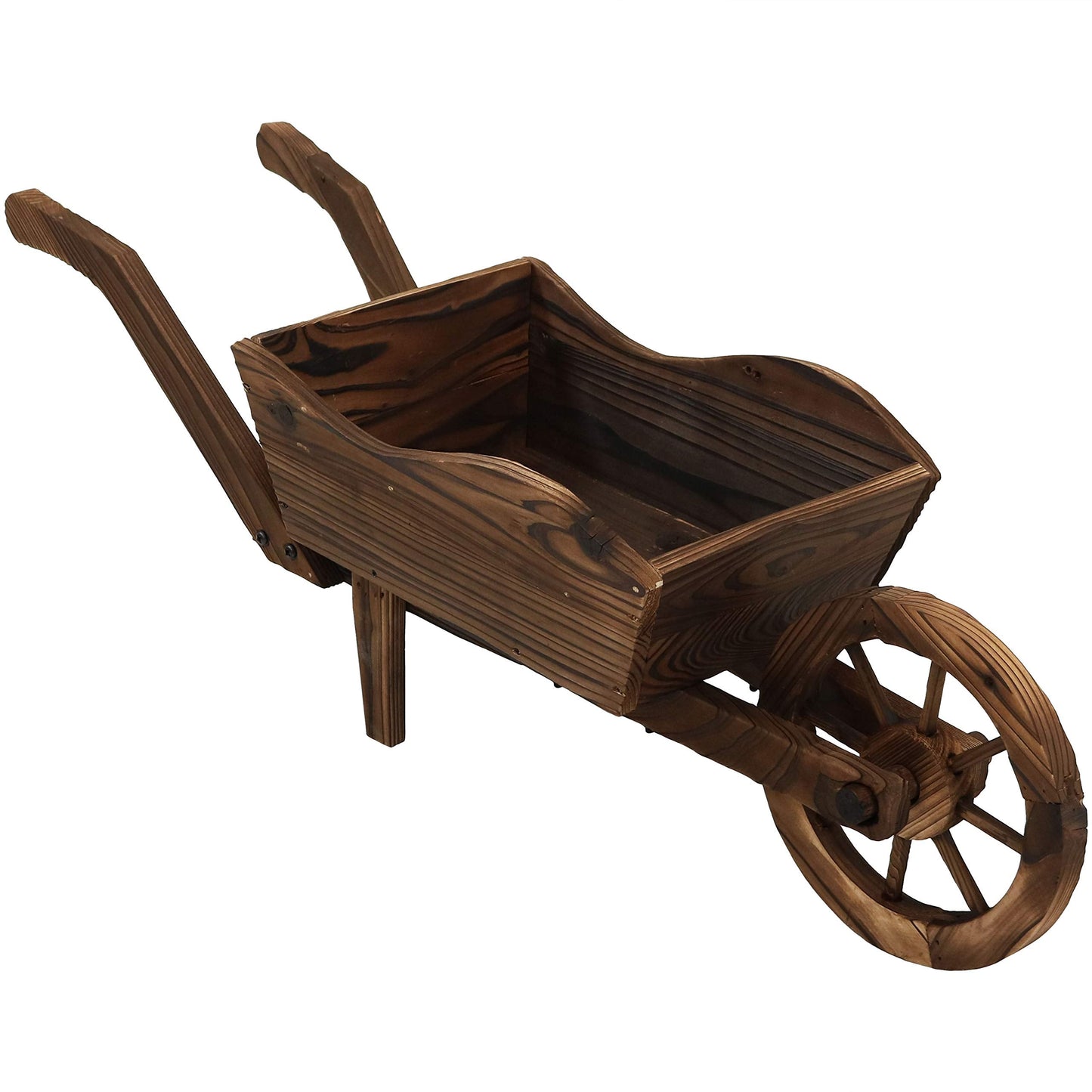 Sunnydaze Outdoor Wooden Decorative Wheelbarrow Planter - for Indoor or Outdoor Use - 35" W x 10.25" D x 12" H - Brown