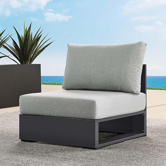 Modway Tahoe Aluminum Armless Patio Gray Modular Weather-Resistant