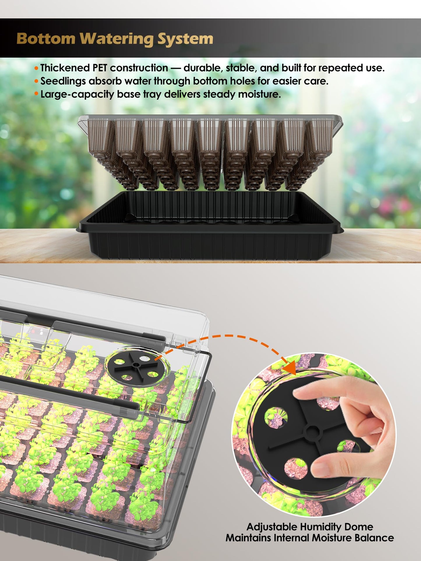 GLOWRIUM Seed Starter Tray with Full Spectrum Grow Light,54-Cell*3 Pack Seed Starter Kit with Humidity Dome,6-Setting Auto Timer,Adjustable Brightness for Indoor Plant (3-Pack)