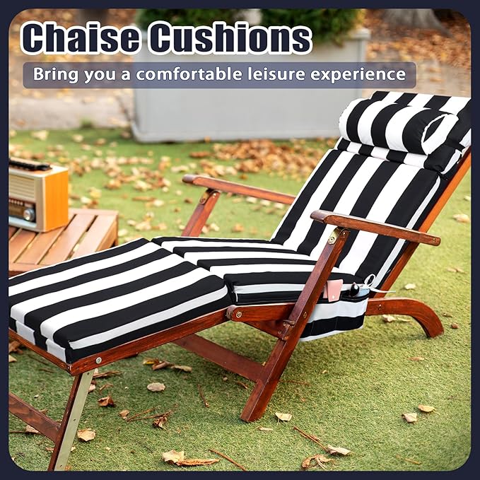 Wenqik 2 Pcs Outdoor Chaise Lounge Cushion