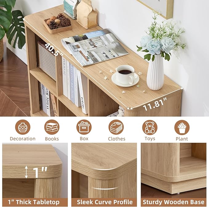 Joaxswe 6 Cube Storage Book Shelf, Floor Standing 2-Tier Wooden Bookshelf