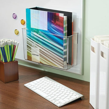 iDesign AFFIXX Plastic Wall Mount Organizer for Kitchen Bathroom, Office, Bedroom, Garage, Craft Room, 3.5" x 11" x 6.5", Clear | For Kitchen, Bathroom, Office, Bedroom, Garage, Craft Room