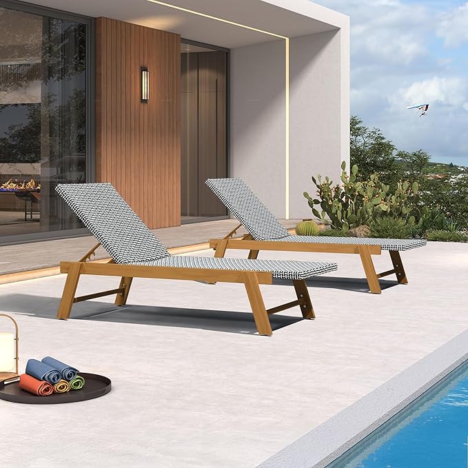 PURPLE LEAF Extra Large Patio Chaise Lounge 2 Pieces French Outdoor Wicker