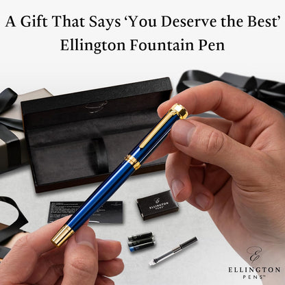 Luxury Fountain Pen Set- Fountain Pens for Writing - Smooth Extra Fine Nib - Includes Refillable Ink Converter, 3 Ink Cartridges [Black & Blue], Gift Box - Elegant Calligraphy