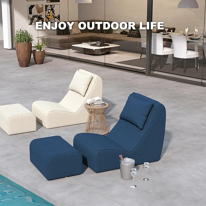 Giant Bean Bag Chair for Adults, Corduroy Chaise Lounge