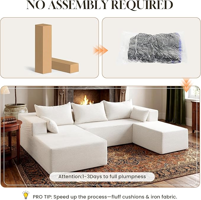 106" Cloud Sectional Boneless Couches
