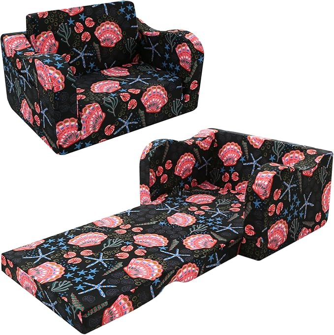 MeMoreCool Folding Kids Couch – 2-in-1 Toddler Sofa Bed, Lounge Chair