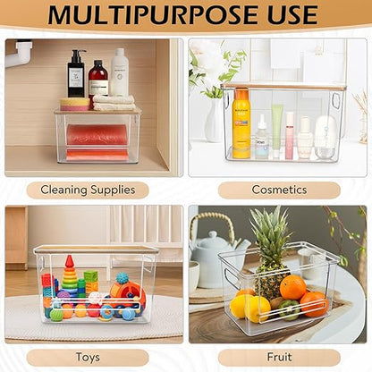2-in-1 Stackable Trash Bag Dispenser & dishwasher pod holder with Wooden Top – Garbage Bag Holder for 13-33 Gallon Bags – Trash Bag Dispenser Under Sink with Anti-Slip Base for Laundry Detergent Pods