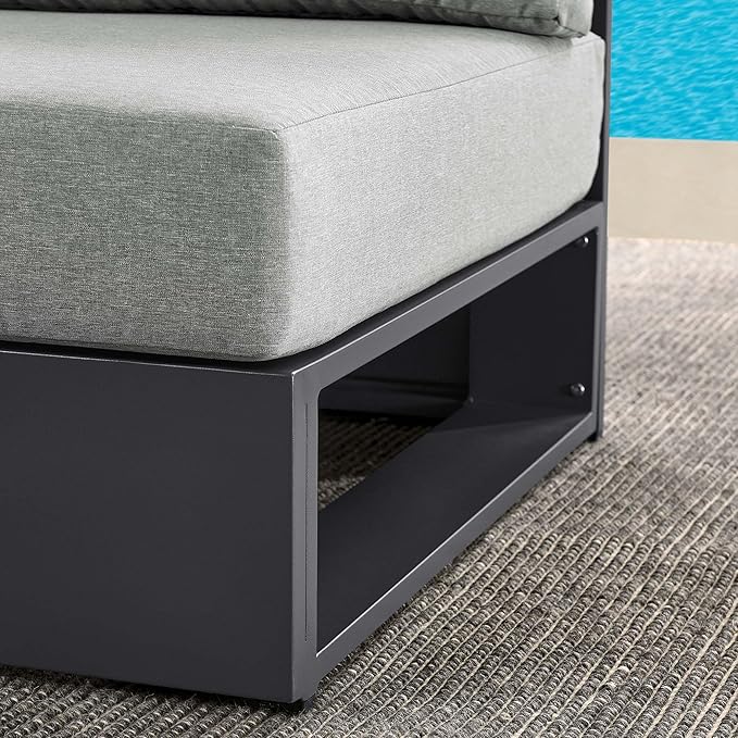 Modway Tahoe Aluminum Armless Patio Gray Modular Weather-Resistant