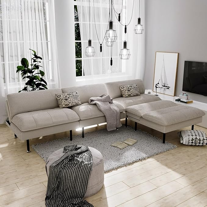 Ribilake 2 Sets 70" Futon Sofa Bed, 4 1 Multi-Function Couch Sleeper