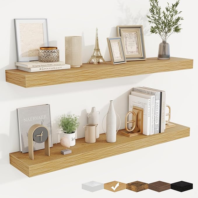 fuqing Floating Shelves for Wall, Wall Mounted Wood Floating Shelf