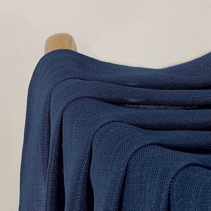 Chyhomenyc Navy Blue Semi Sheer Curtains 54 Inch Length