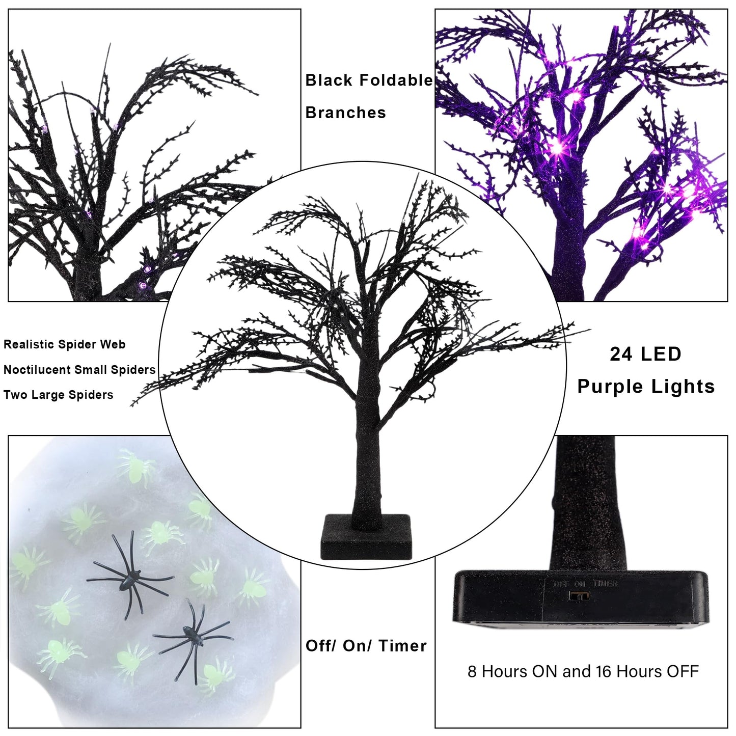 Happy Trees 2 Pcs Halloween Black Spooky Tree,18"
