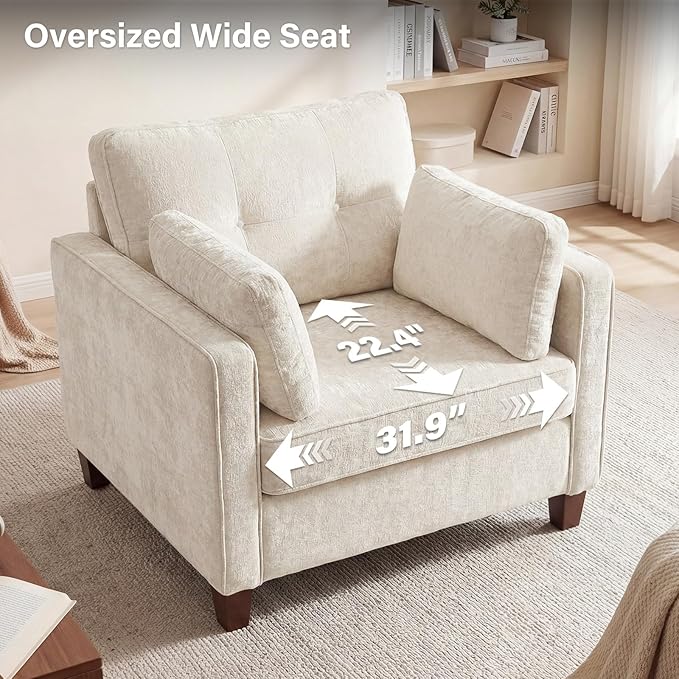 Luxury Oversized Accent Chair, 40.9" Upholstered Piping Single Armchairs