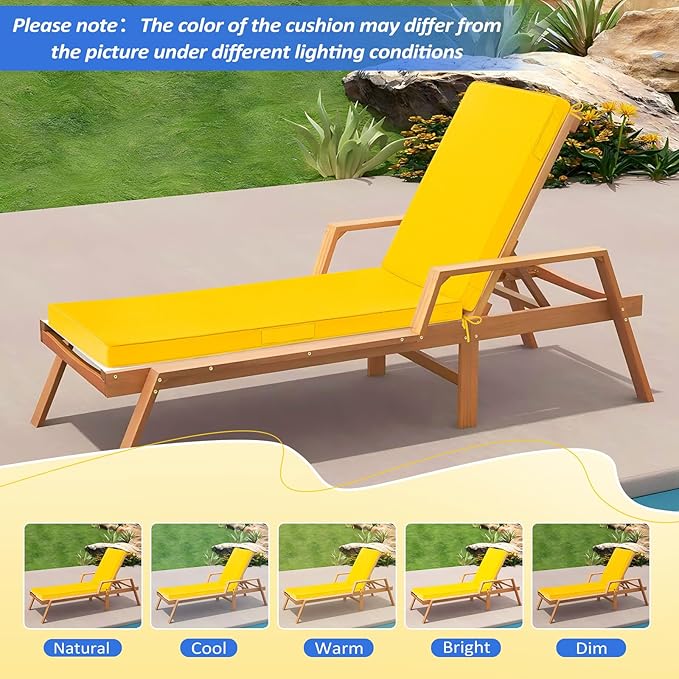 Basic Beyond Chaise Lounge Cushions Outdoor, 3-Layer Waterproof Outdoor