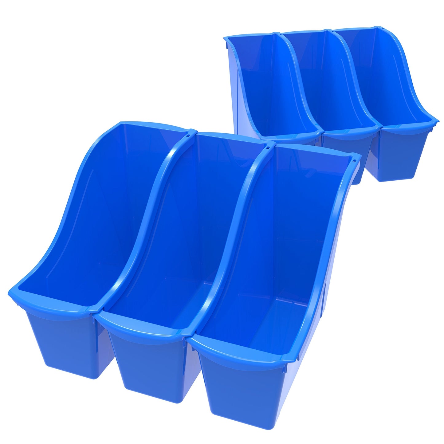 Storex Small Book Bin – Interlocking Plastic Organizer for Home, Office and Classroom, Blue, 6-Pack (71108U06C)