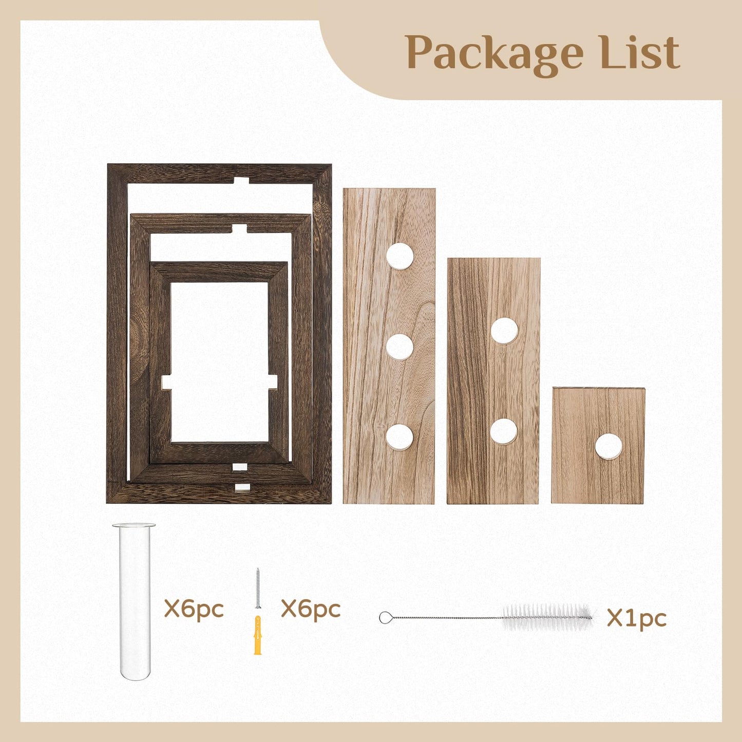 Walasis Wall Planter Propagation Stations - Hanging Glass Terrarium Tube Vase with Wood Shelf for Indoor Plants Cutting - Rustic Wall Decor for Farmhouse