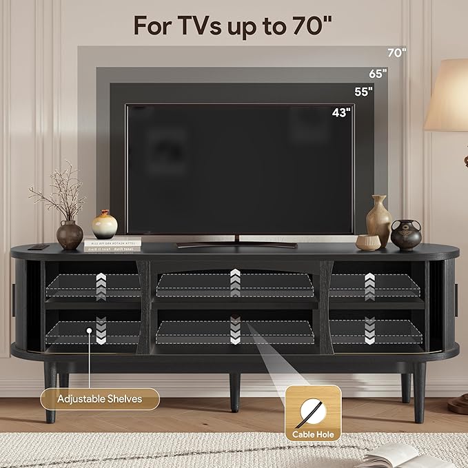 Decofy Mid Century TV Stand for TVs up to 70 Inches, Entertainment Center