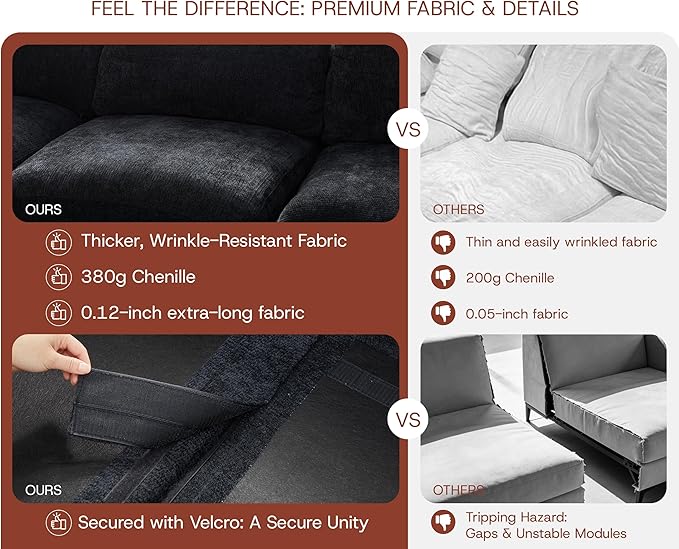 110'' Oversized Cloud Sectional Boneless Couch