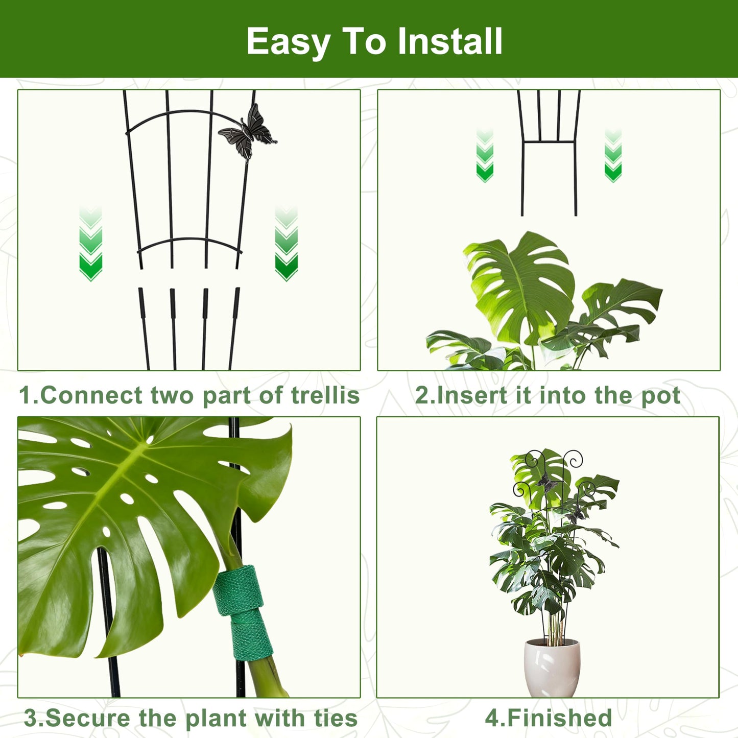 COOMIN 30'' Monstera Plant Support Outdoor, Metal Expandable Plant Supports for Indoor Plants, Garden Monstera Trellis for Climbing Plants Indoor, 2pcs