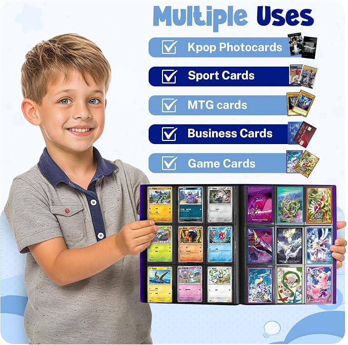 Card Binder, 9 Pocket Trading Card Album Folder,20 Pages, 360 Card Capacity Sports Card Binder, Premium Card Binders Compatible with MTG, TCG, Baseball Cards (Purple)