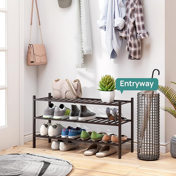 viewcare Long Shoe Rack, Bamboo Wood Shoe Rack