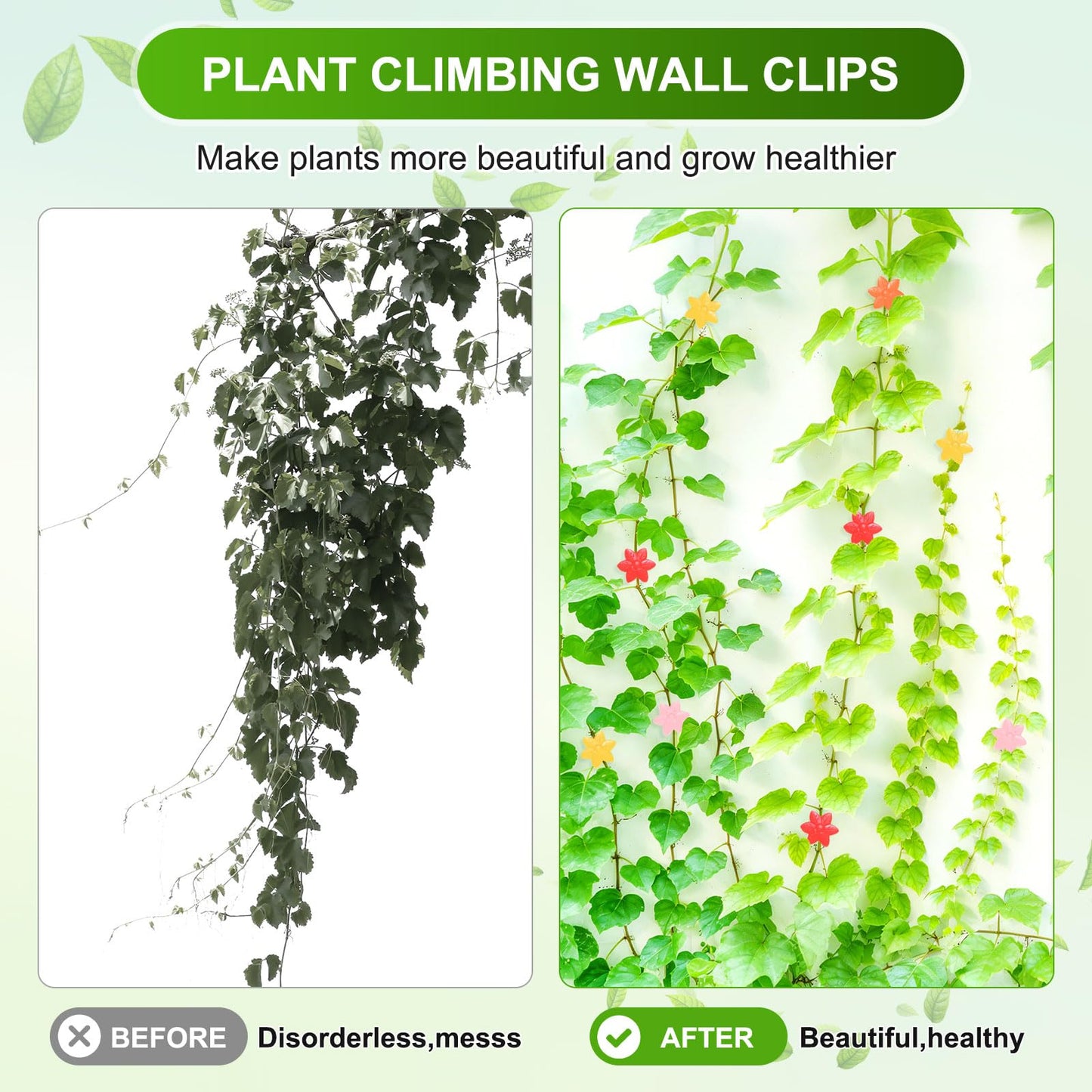 M METERXITY 20 Pack Plant Wall Clips, Self-Adhesive Plant Climbing Wall Clips Fixer with Acrylic Adhesive Sticker for Vine Support/Indoor/Outdoor Decor [Plum Blossom-Pink]
