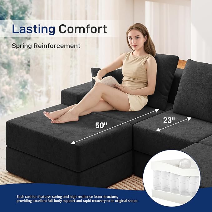 Living&Giving 101" U-Shaped Cloud Sectional Couch
