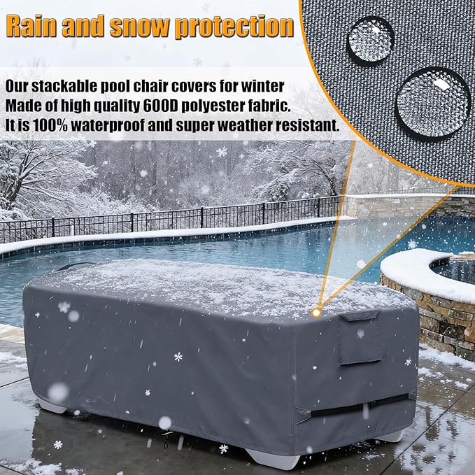 Outdoor Chaise Lounge Cover for 4-6 Stackable Patio Chaise Lounge Chairs