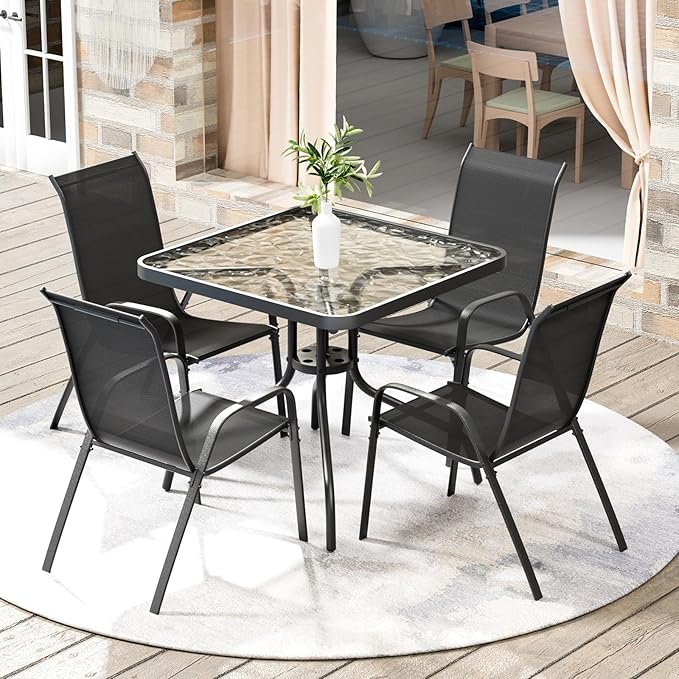 Arlopu 5 Piece Outdoor Patio Dining Set, Porch Furniture