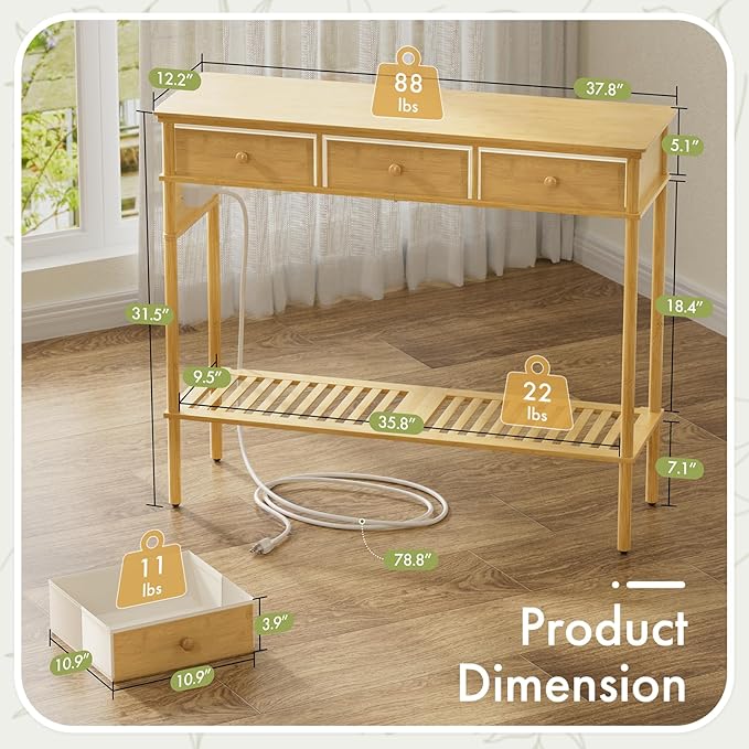 38" Entryway Table Console Table