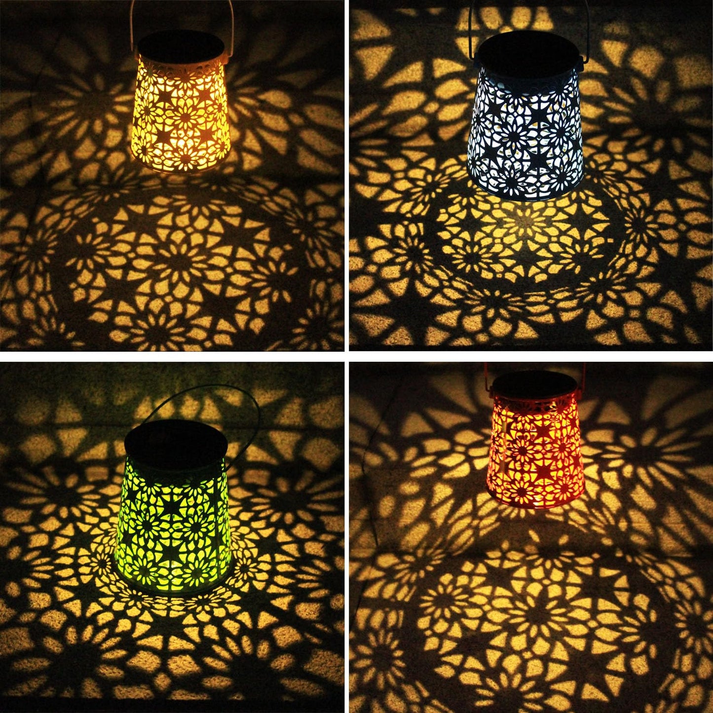 4pack Solar Lanterns Outdoor Waterproof Hanging Lights Gifts for Women Metal Small Decorative LED Lanterns for Yard, Patio, Lawn, Tabletop, Pathway, Landscape, Garden Decor