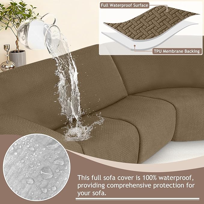 ALIECOM 100% Waterproof Recliner Sectional Couch Covers L Shape Stretch Corner