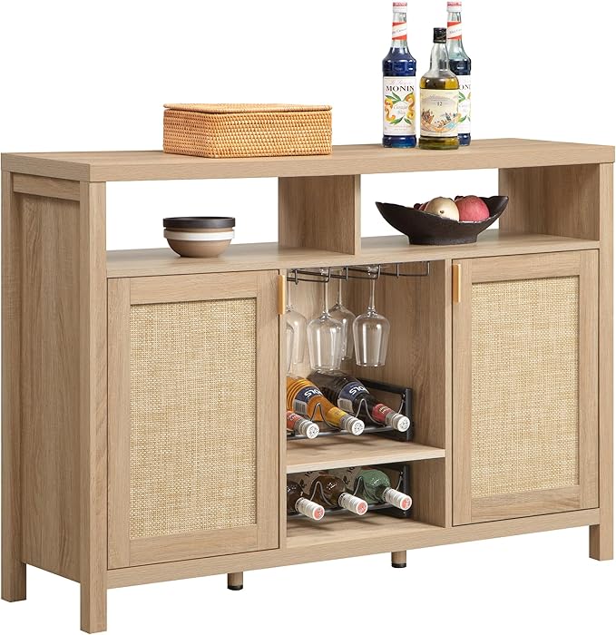 SICOTAS 51" Coffee Bar Cabinet Bar Cart