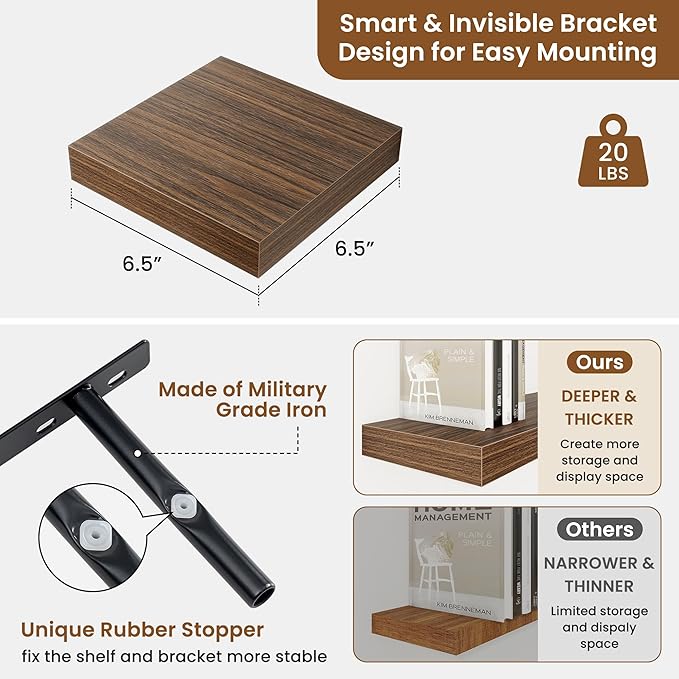 fuqing Floating Shelves for Wall, Wall Mounted Wood Floating Shelf