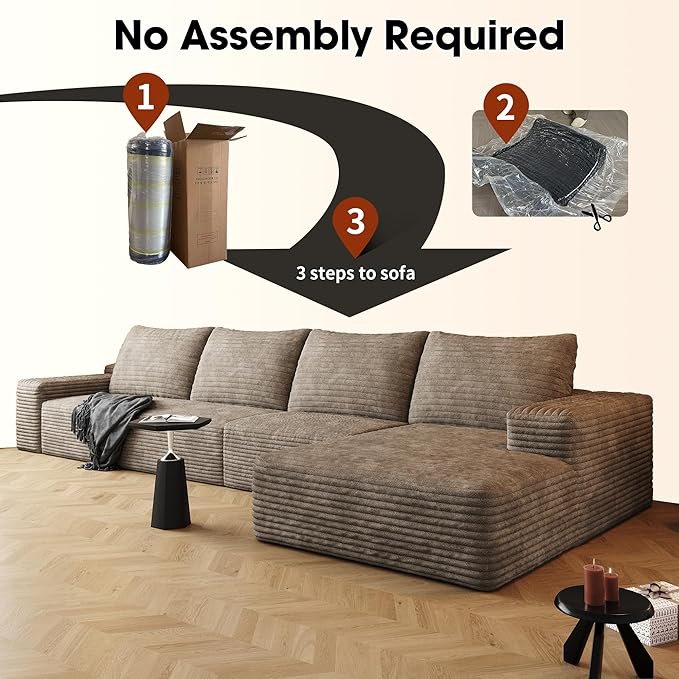 136" Sectional Couches for Living Room Cloud Couch Sofa