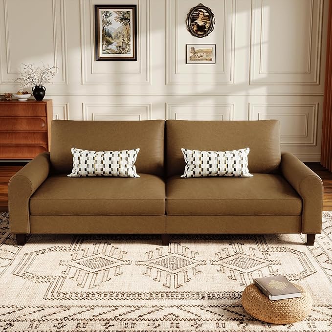 EASE MOOSE 88.5" Large Seat Faux Leather Loveseat Sofa, Waterproof and