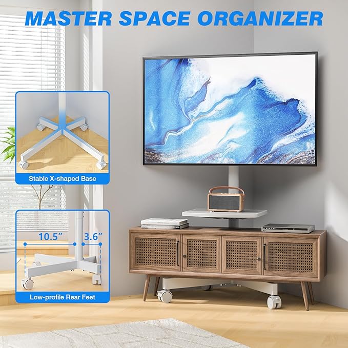 Rolling TV Stand with Shelf for 23-65/32-85 inch TVs up to 88lbs, Portable