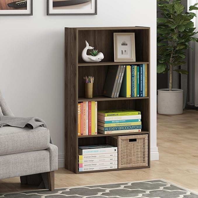 Furinno PASIR Book Shelf, 4-Tier Bookshelf, Bookcase
