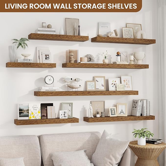 fuqing Floating Shelves for Wall, Wall Mounted Wood Floating Shelf
