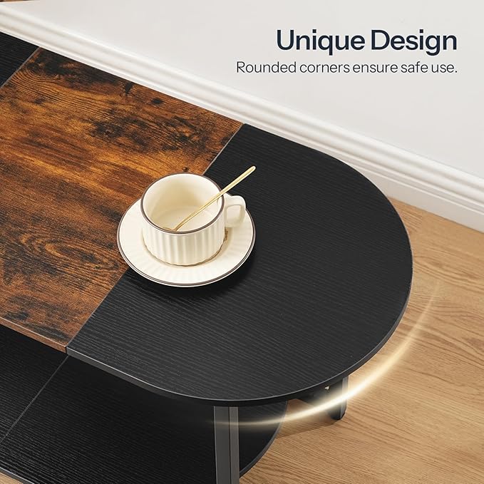 HOOBRO Coffee Table for Living Room, Oval Small Coffee Table