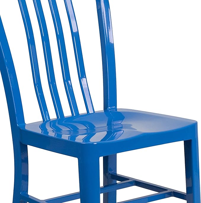 Flash Furniture Gael Commercial Grade 2 Pack Blue Metal Indoor-Outdoor Chair