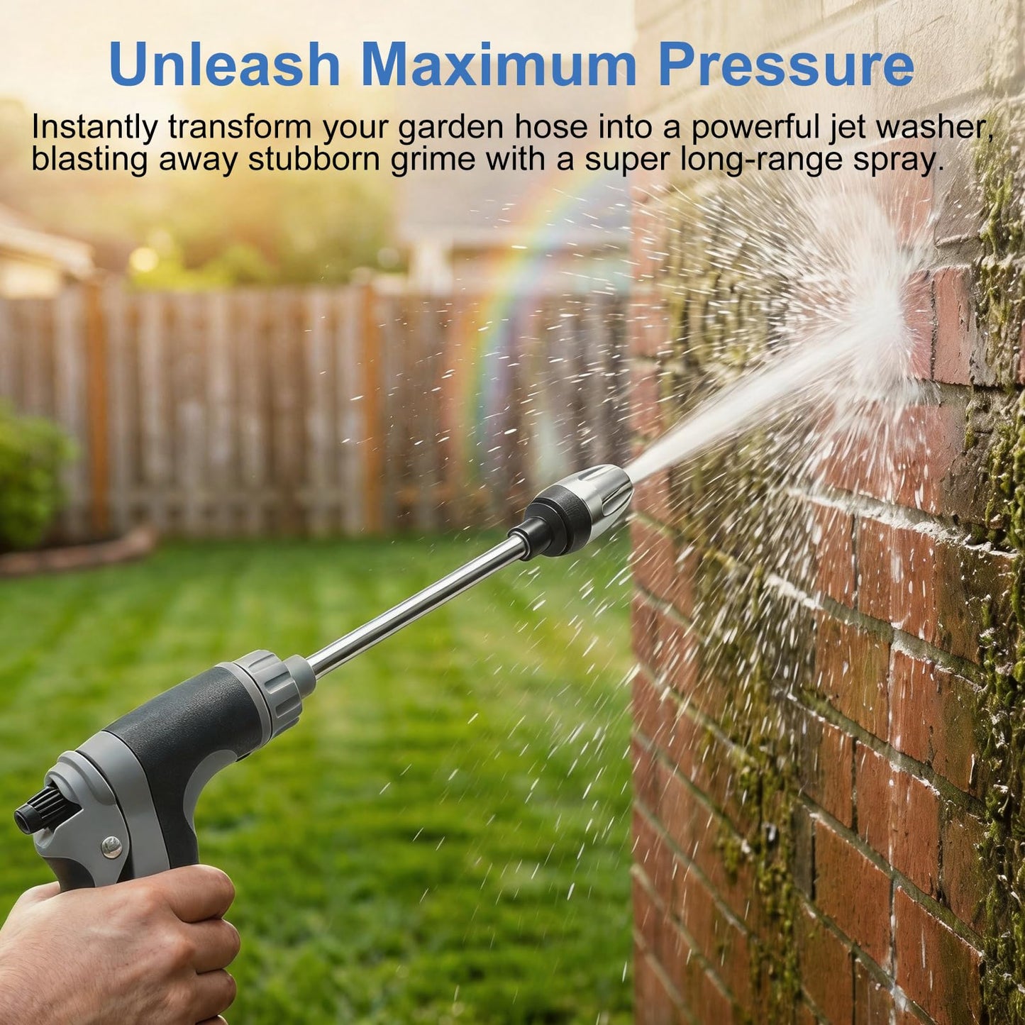 Aquoxis Pressure Washer Gun, High Pressure Jet Hose Nozzle, 3 Spray Modes Handheld Pressure Washer Nozzle for 3/4" Garden Hose, Watering Sprayer for Cleaning Yard Patio Car Pets, Easy to Install (C)