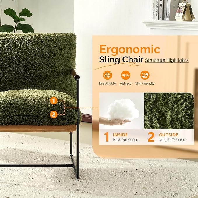 VINGLI 28" Wide Plush Upholstery Sling Modern Accent Chair