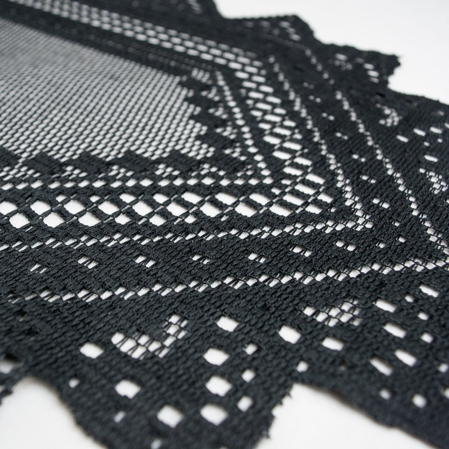 DII Black Lace Overlay Tabletop Collection Gothic Halloween Decor, Table Runner, 14x72, Black