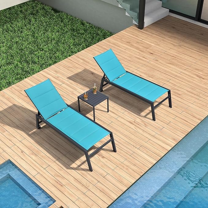 PURPLE LEAF Outdoor Lounge Chairs Aluminum Chaise Lounge Set of 2 Patio Chaise