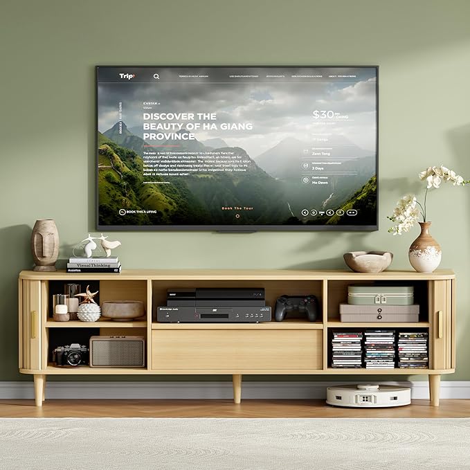 IRONCK Modern Fluted TV Stand for TVs Up to 80 inches, TV Console