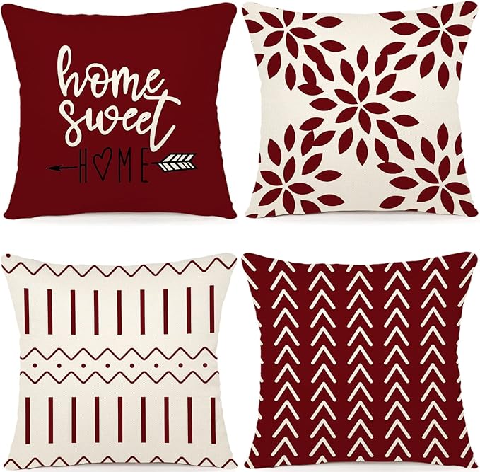 YCOLL Christmas Pillow Covers 18x18 Set of 4, Modern Sofa Throw Pillow Cover