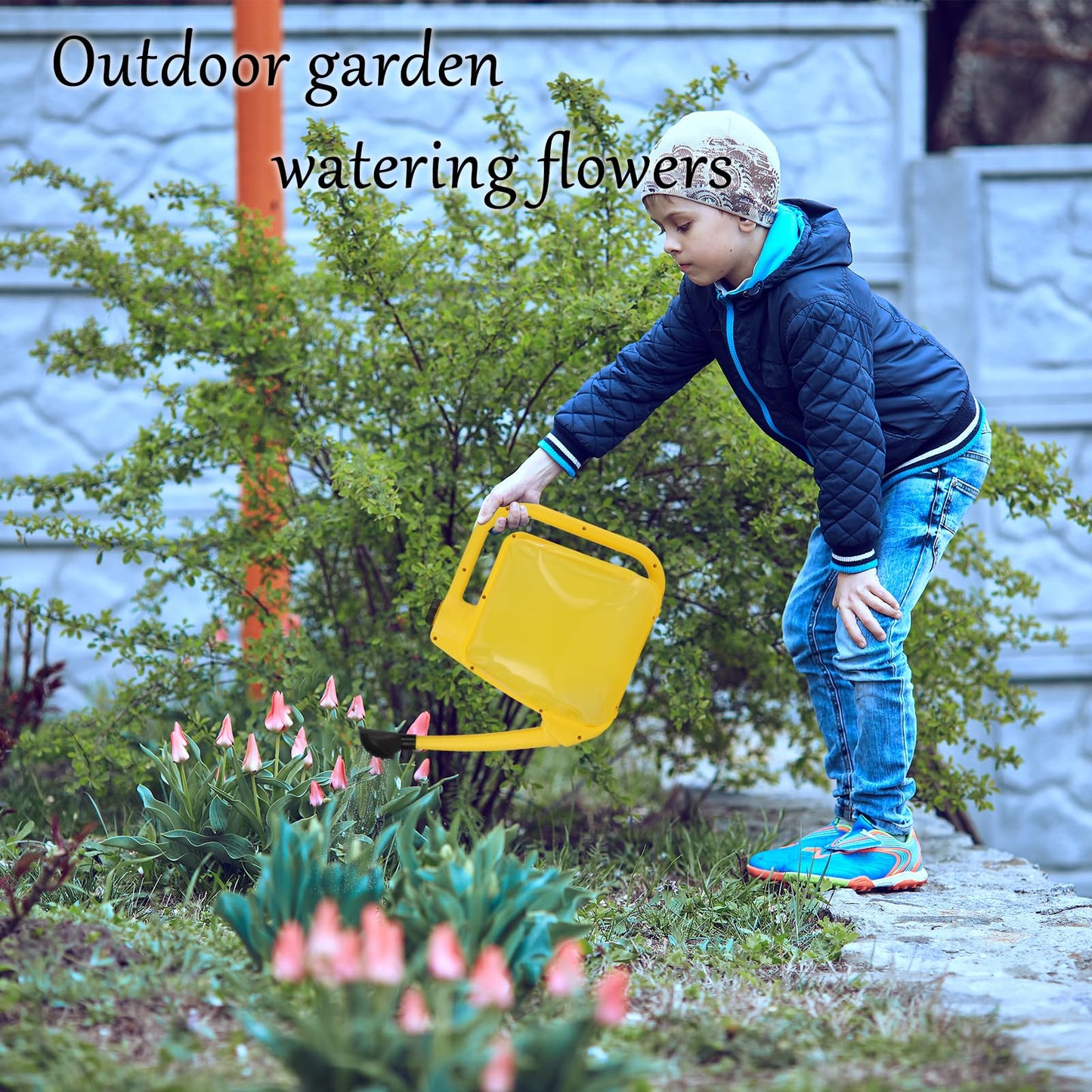 YOPIWI Watering Can 1.6Gal Transparent Plastic with Comfort Grip Handle for Indoor & Outdoor Plants (Yellow)