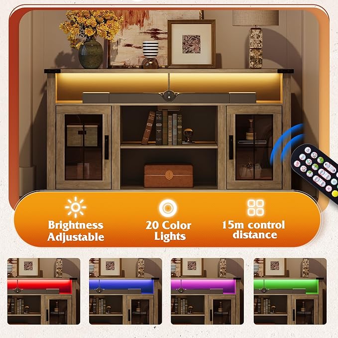 WLIVE Farmhouse TV Stand for 65 Inch TV, Tall Entertainment Center